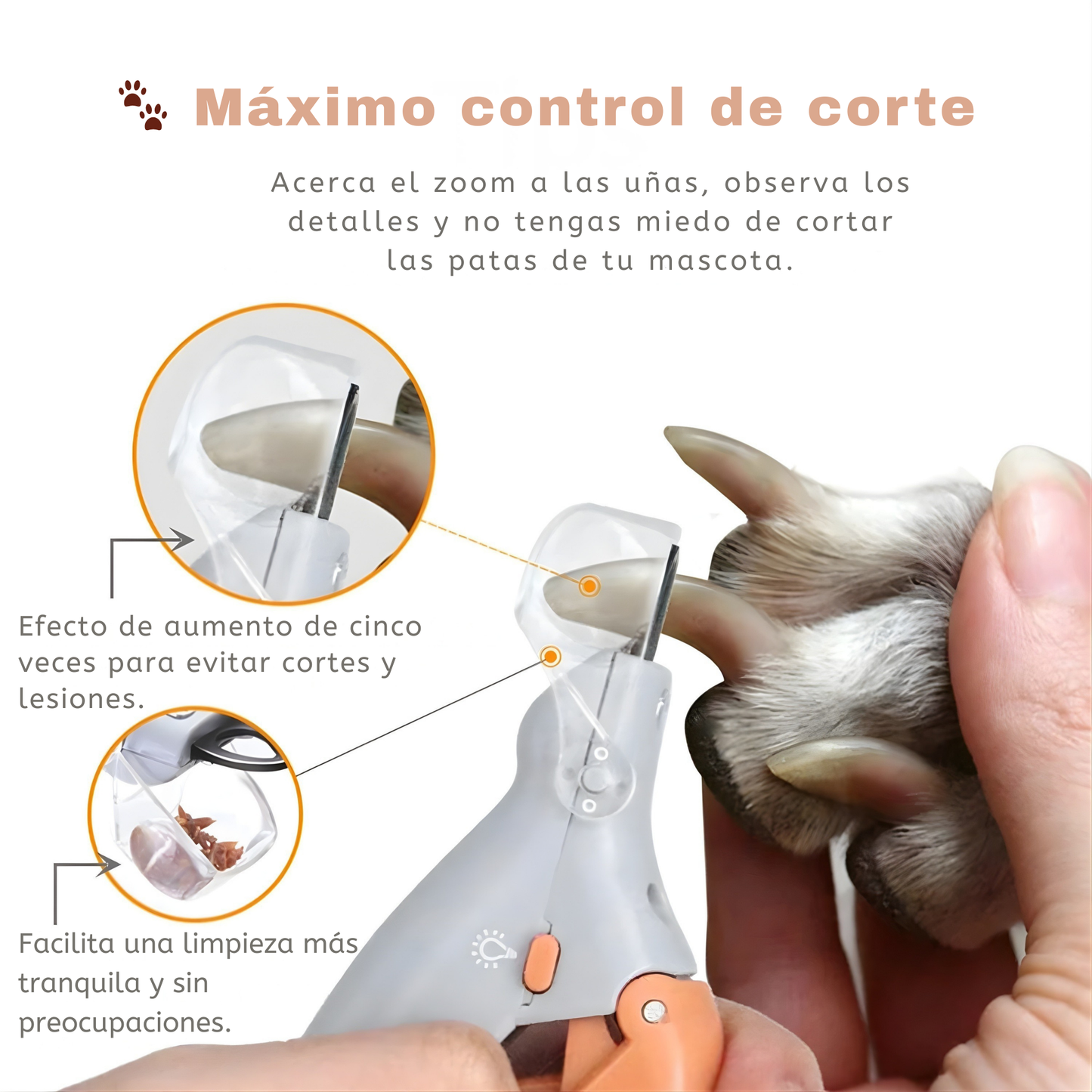 Cortauñas para mascotas con LUZ led